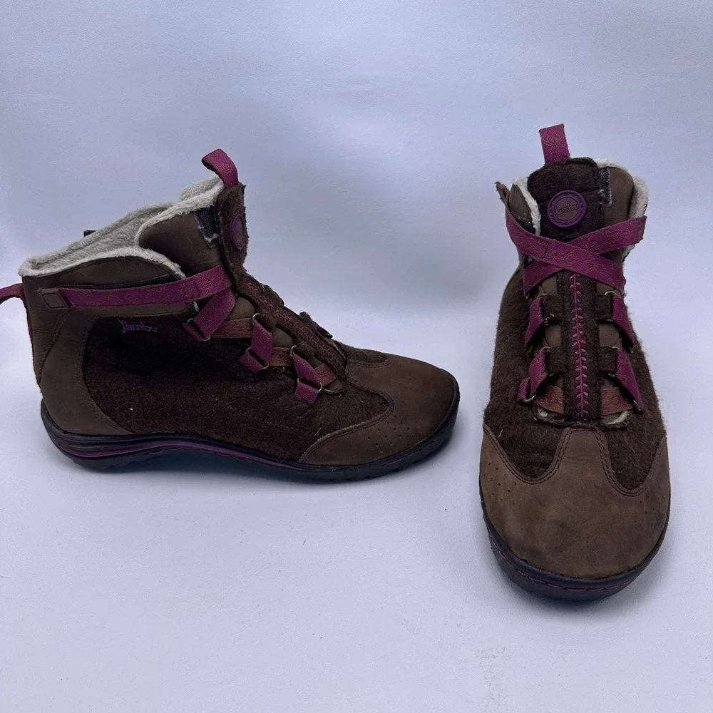 Jambu Boots Women's Size 7 M Hiking Hook And Loop Easy Close‎ Brown Pink